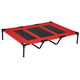 Metal Frame Elevated Pet Bed 48" x 46" Folding Dog Cot Summer Cooling Red