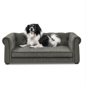 Elegant Rectangular Pet Bed Suitable For Medium And Large Dogs (Option: Dark grey)